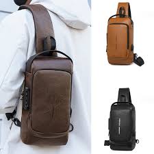 Mochila CUERO Antirrobo Usb NARANJA